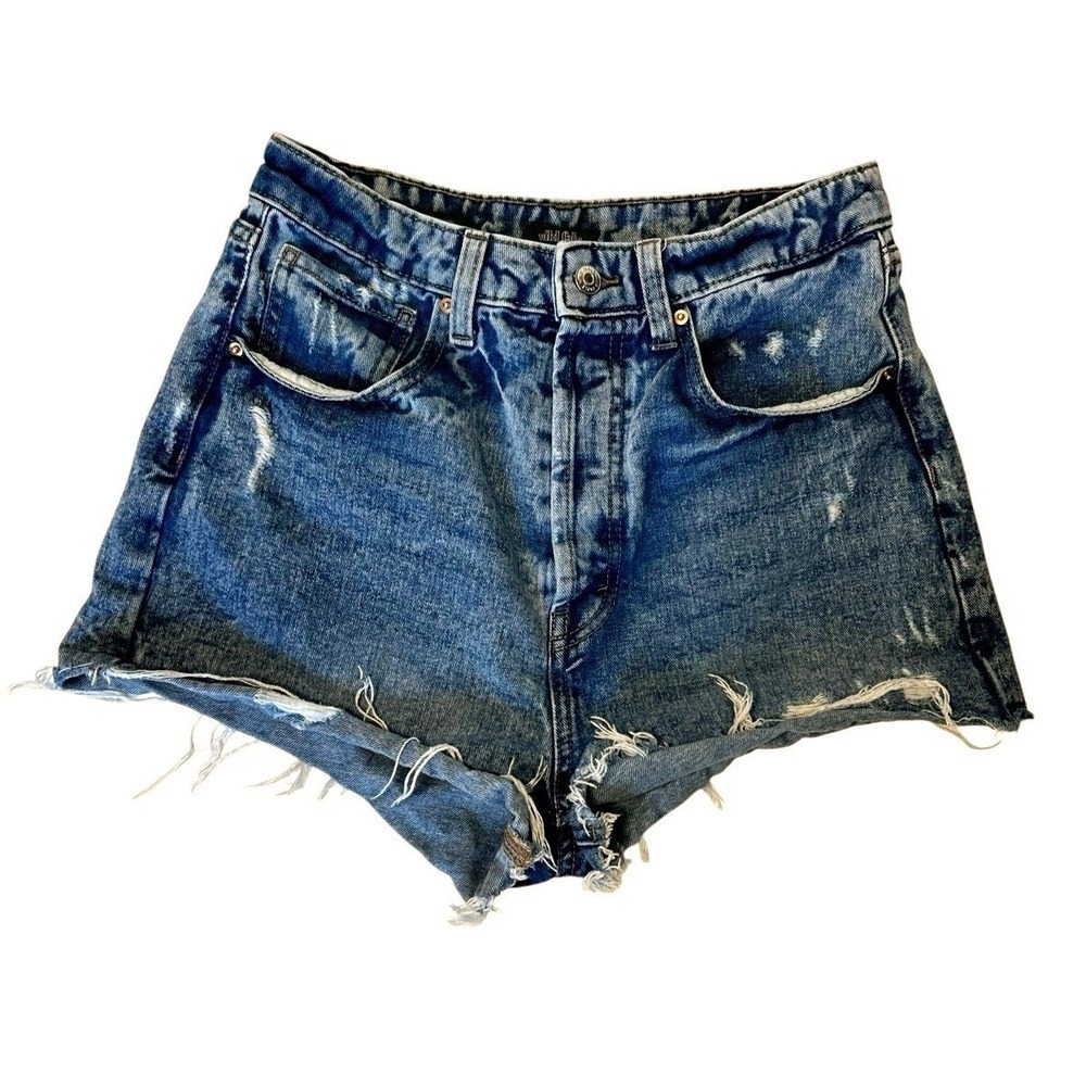 Wild Fable Highest Rise Cuttoff Jean Shorts Cheeky Denim Distressed Size 8 Beach
